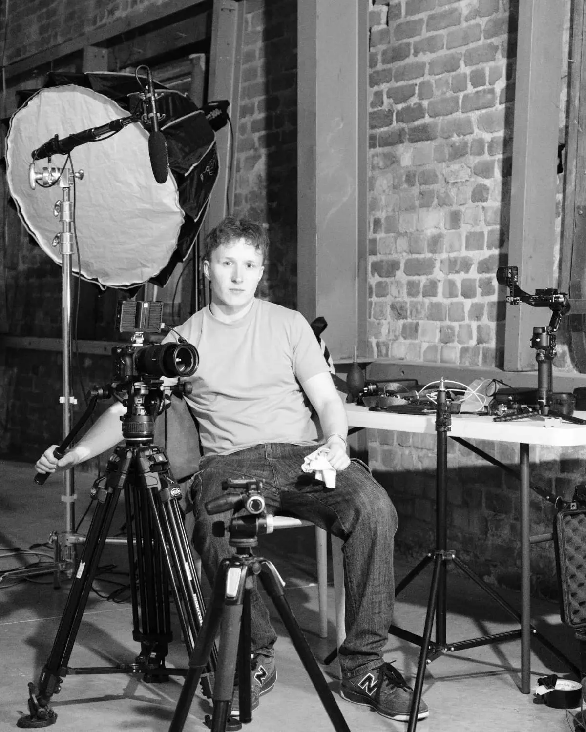 Declan Gale on set in Auckland with a Sony FX3 camera rig and lighting